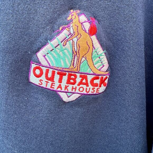 Outback Steakhouse Vintage Embroidered Kangaroo blue crewneck sweatshirt Sz XL - Picture 6 of 7